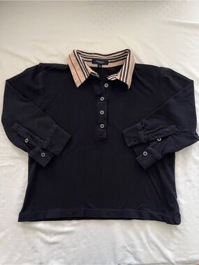 Burberry Navy Quarter sleeve Polo